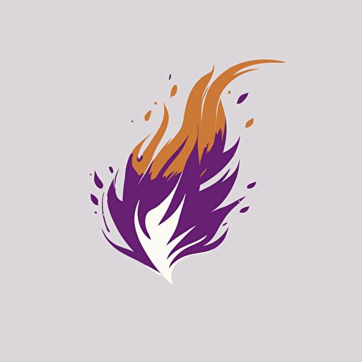 minimalist, logo, small flame, white background, purple, vector, no shadows
