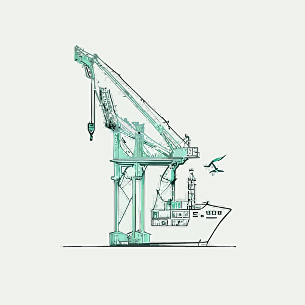 batumi portal crane, white background, vector, minimalism, sea container, minimalism, logo, one line