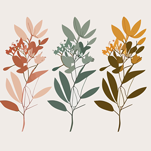 Simple minimal vector australian native flower blossom and leaves on white background 3 colors ar