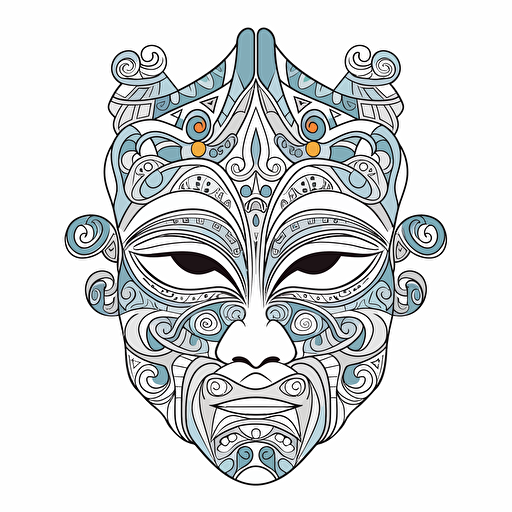 mask hanya No Shadow. Cartoon. Coloring page. Vector. Simple. background
