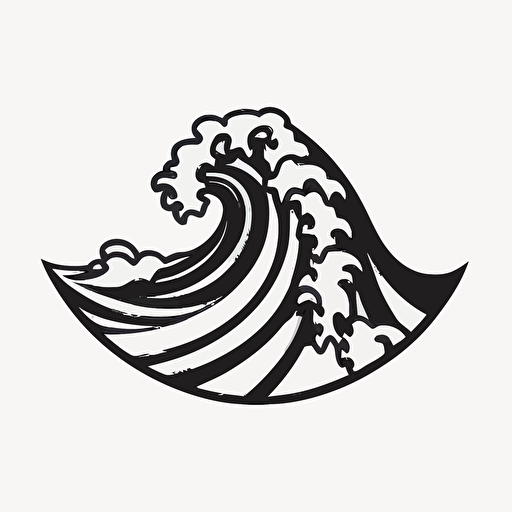 a wave, logo style, vector, black on white, flat
