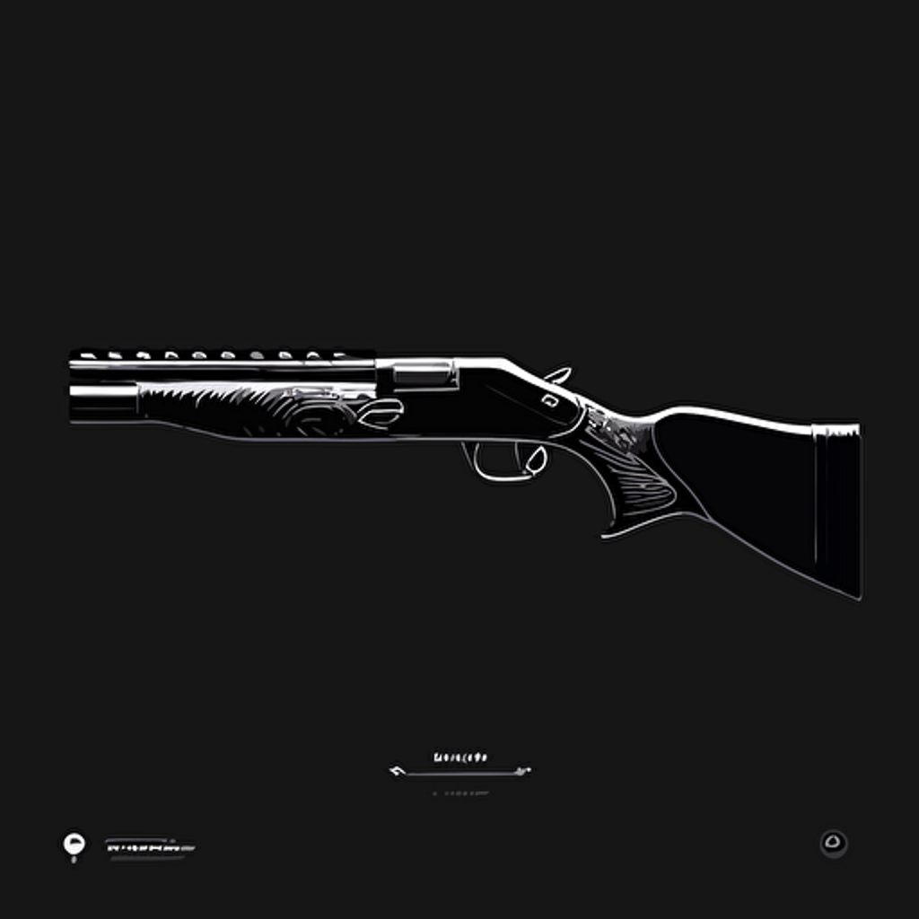 vector illustration, P2020 /Mozambique Shotgun, black and white, minimalist
