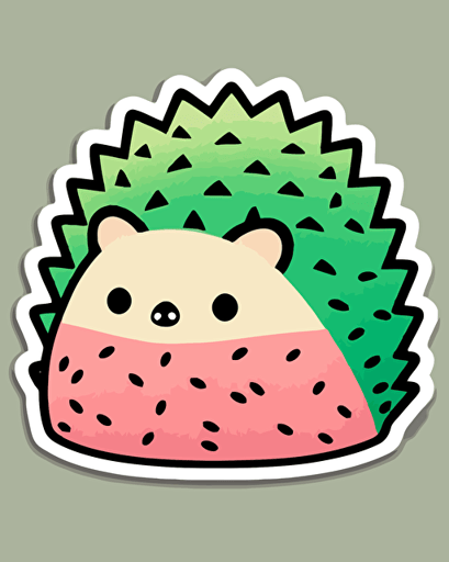 hedgehog watermelon hybrid, minimalistic, retro aesthetics, vector image, sticker, pastel pantone colors, white background