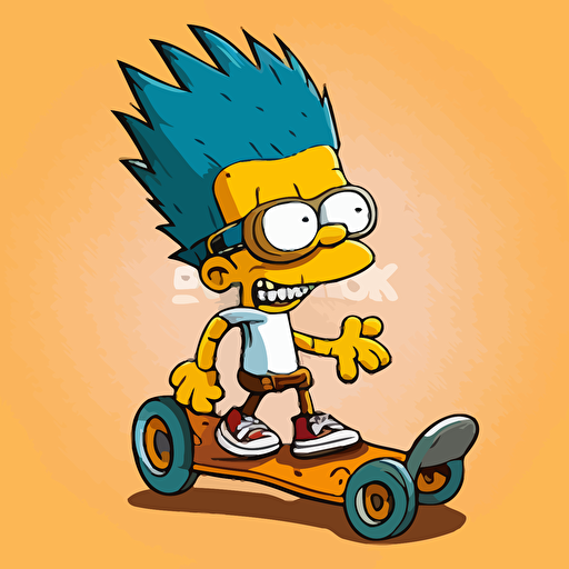 Bart simpson like zoombie with his skateboard cartoon vector illustration