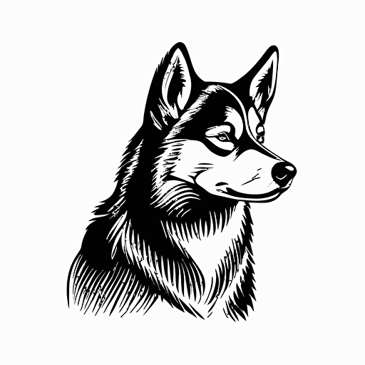 simple mascot iconic logo of a husky for a dog expedition, black vector on a white background