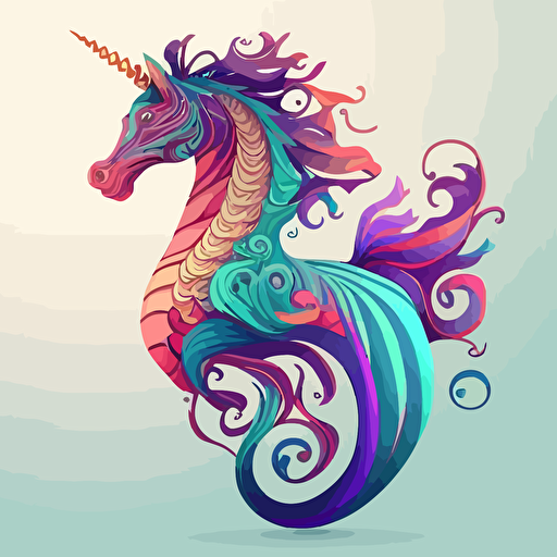 disney-style vector of a unicorn seahorse