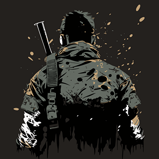 call of duty soldier stabbed back view vector