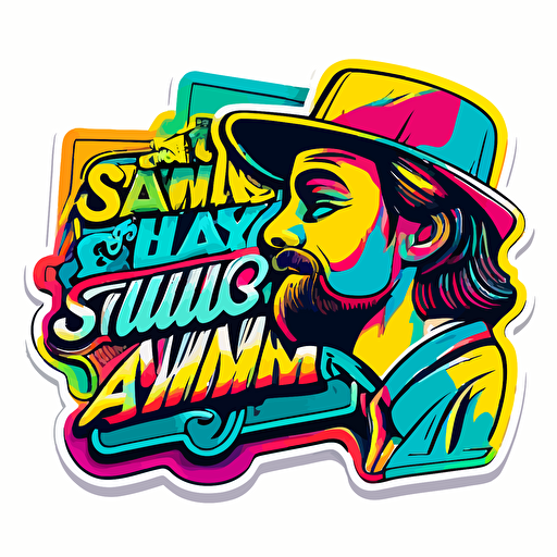 sticker, all about the benjamins you still talking scene, colorful, contour, vector, white background