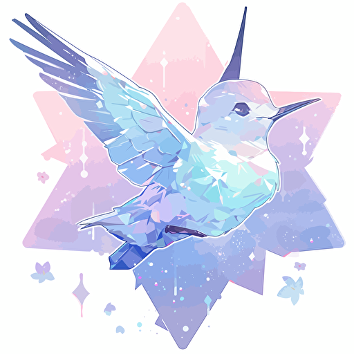 A gradient-colored origami bird sticker, featuring a smooth color transition from one shade to another, creating a visually appealing and stylish design, Artwork, vector illustration,