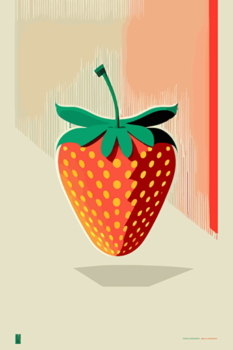 minimalist strawberry, Bauhaus style, retro colours, vector work, ultra resolution,