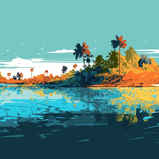 atolls low view close flat vector drawing bright colours ar 16:9