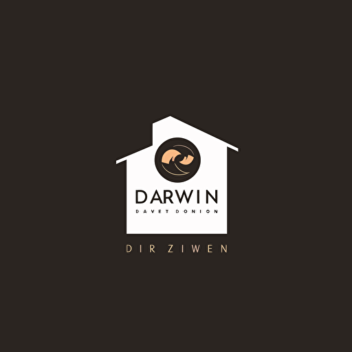 high-tech minimalist logo for property management company named darwin, darwin is a cat, trendy, vector