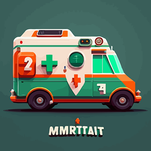 flat, 2d, vector, minimulist, logo with an ambulance