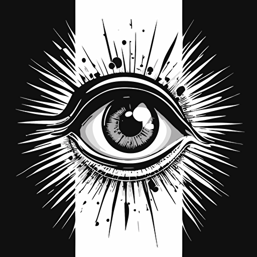 Stylised logo of an eye, black and white, vector art