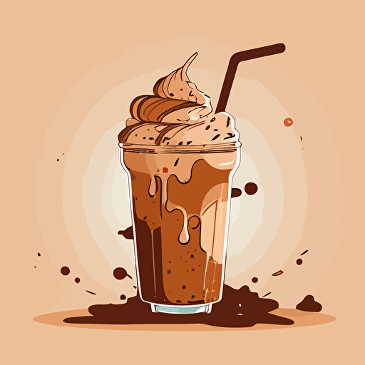 iced coffee, illustration style, flat vector