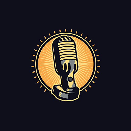 simple vector logo of a spotlight and microphone