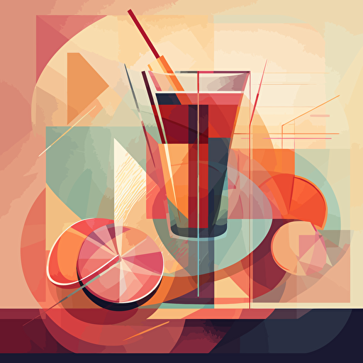 Old fashioned cocktail, geometric shapes, abstract paiting, vector illustration