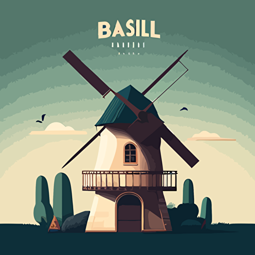illustration type vector simple minimalist d'un moulin basile
