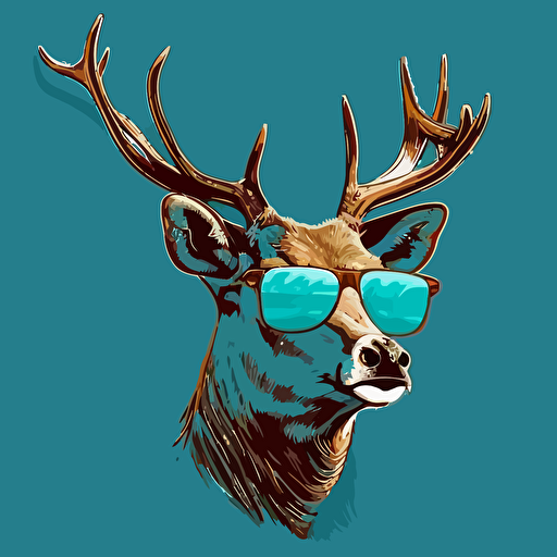 deer wearing sunglasses flat color vector art