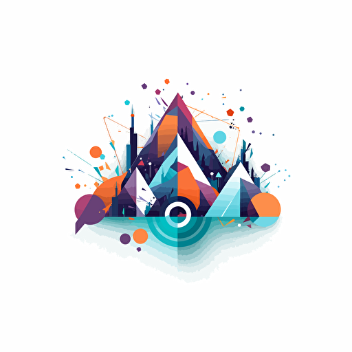 prompt create a logo for a web and video production company "Yukon Pixel" in modern futuristic ai, abstract vector style connected with mountains themes on a white background