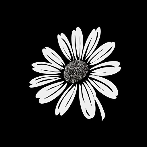 simple vector art, summer daisy, logo, black and white, minimalism