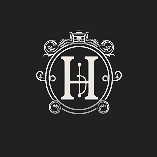 company name “H”, logo, vector, simple, black and white.