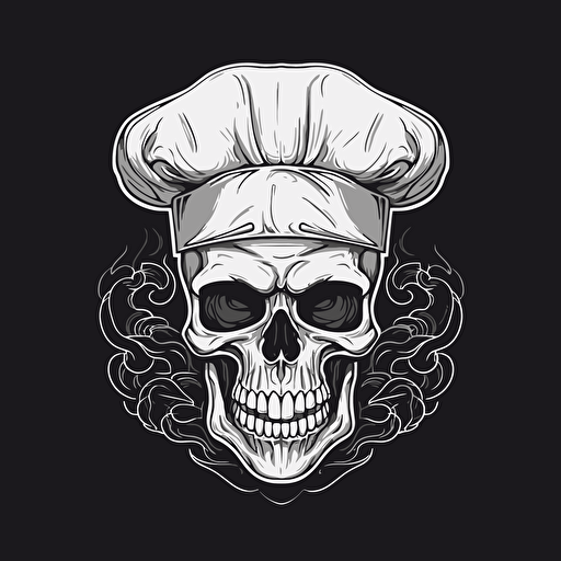 vector illustration logo scull chef in chef hat