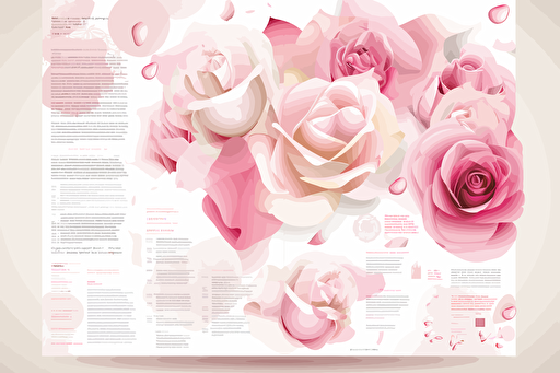 a vectorized sales sheet design layout, full resolution, pink white, pink rose petals, illustrator