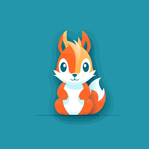 Brand design with a mascot logo of a squirrel in the style of pixar, vector, paul rand