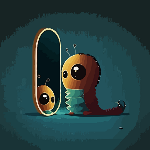 caterpillar looking into mirror in the mirror is butterfly, vector minimalistic illustration