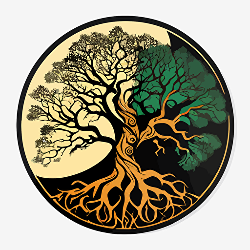 tree of life zen, Circular Sticker, Vector