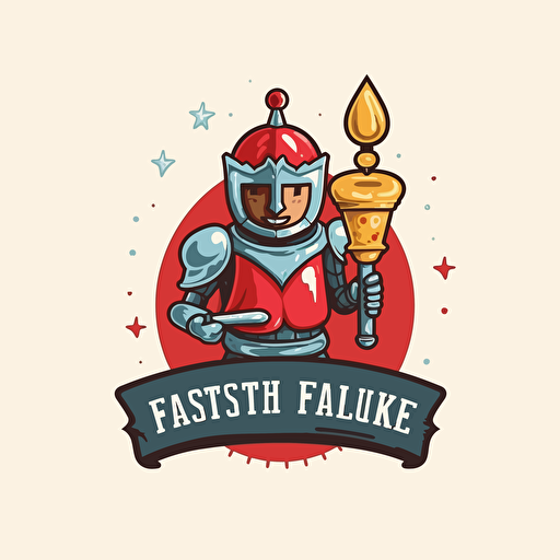 create a modern logo with two vector cakes featuring a light bulb and a knights armor. do it with the colors red, black, and white, with letters around it that says positive kids. for a company that promotes positive self-talke, self-actualization, resilience, and increases a child's potential for success.