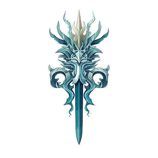 Neptune's trident, 2d, vector art, white background