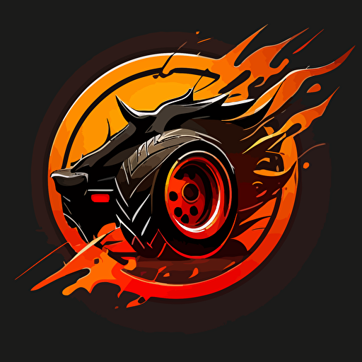 warthog, wheels, burning rubber, vector logo, vector art, emblem, simple, cartoon, 2d
