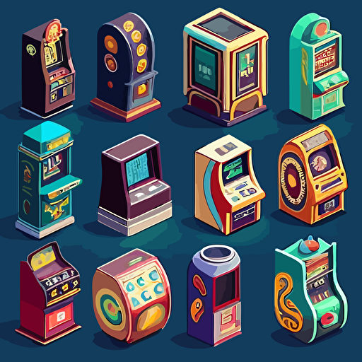 Many slot machines, vector art