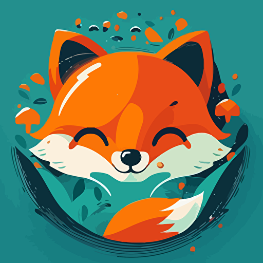the muzzle of a cute, embarrassed fox who was complimented. vector, flat 2d, company logo