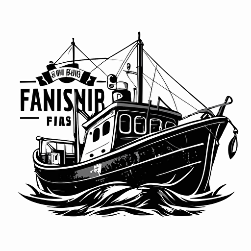 fishing ship logo, simple vector, front