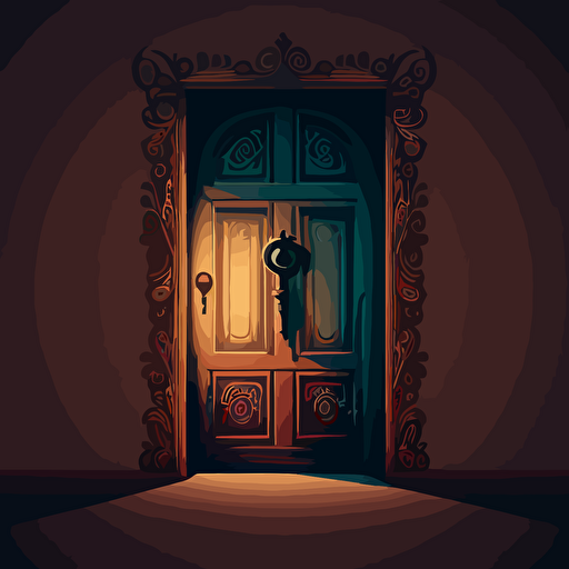 a door with a big keyhole. Vector. Angled. Moody