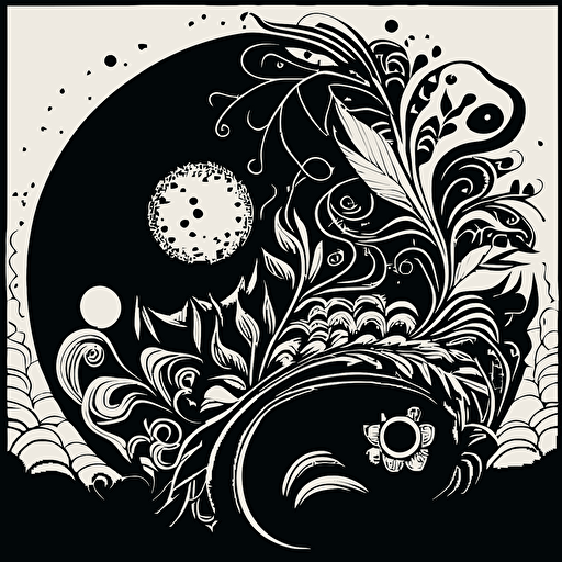 black line zentangle art vector