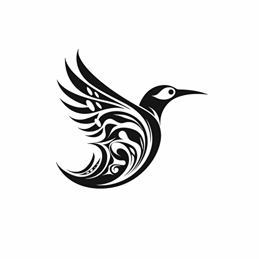 vector logo, symbolized bird, b&w