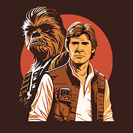 chewbacca and han solo, vector art