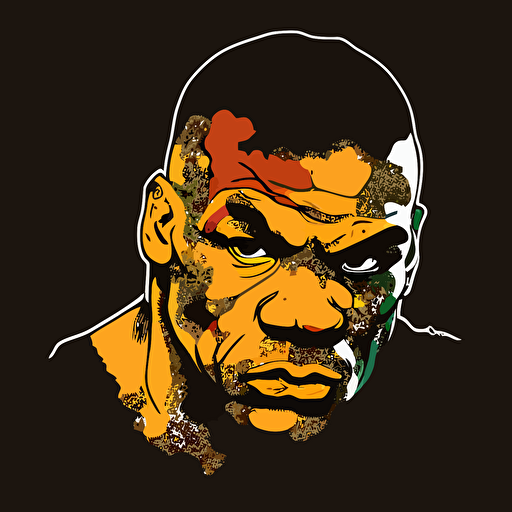 create a logo of mike tyson head illustration, vector, 5 color