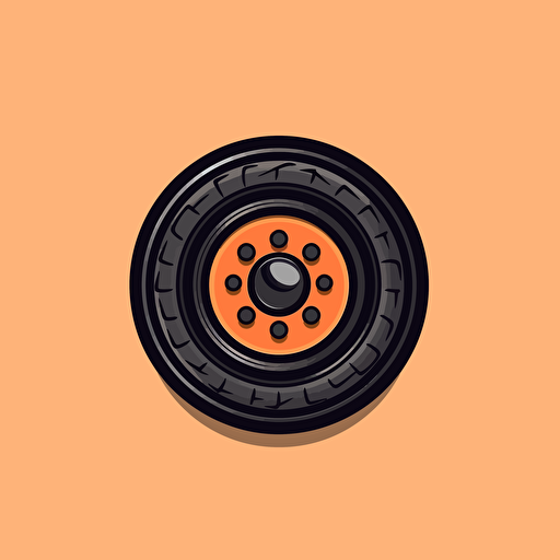 An emblem logo of a cute car tire . flat vector minimal