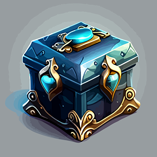 blue Jewerly box, closed, icon, hand painted, vectorial, design sheets for a game