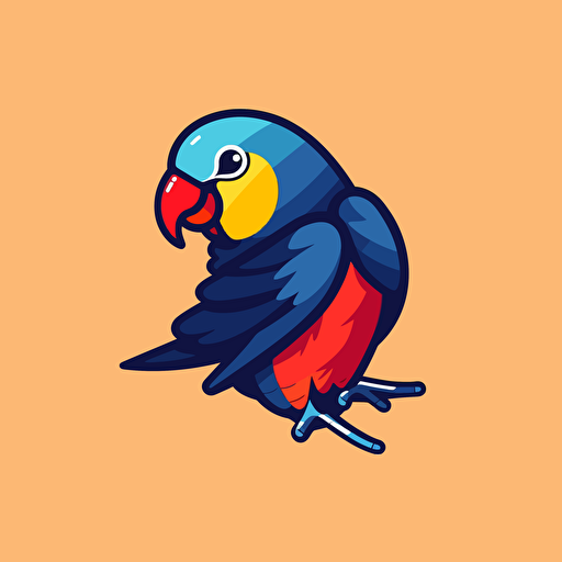 A colorful and vibrant parrot, Comic vector illustration style, flat design, minimalist logo, minimalist icon, flat icon, adobe illustrator, cute, simple