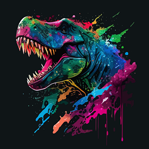 vector file style logo of a technicolor T-Rex
