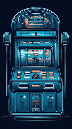 slot machine front view, vector illustration, blue