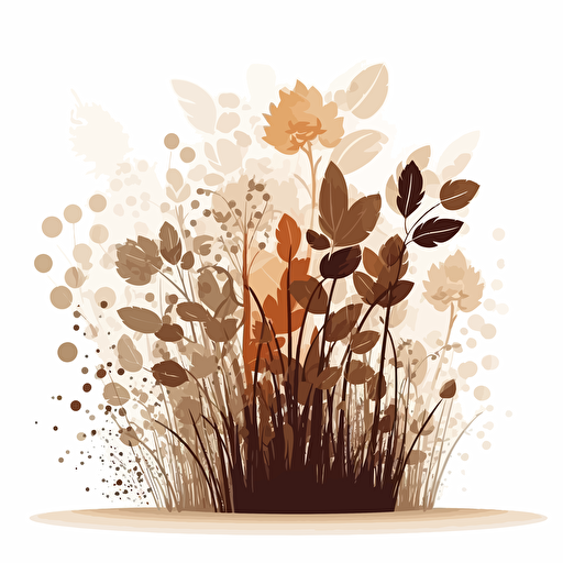 vector illustration, brown and beige colors mixed, one plant, high quality, white background