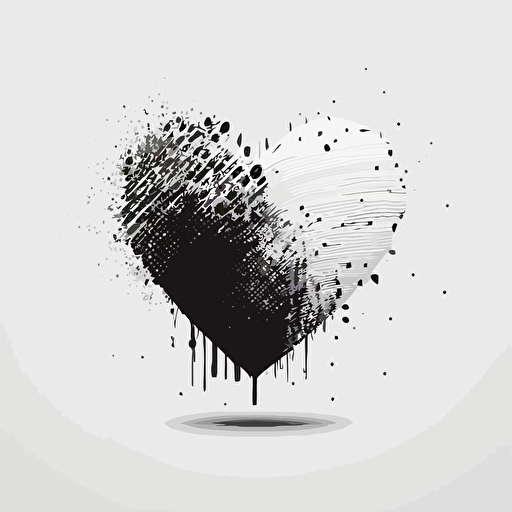 A minimalist heart on a white background, vector style in back and white