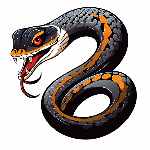 striking cobra, detailed, cartoon style, 2d clipart vector, creative and imaginative, hd, white background